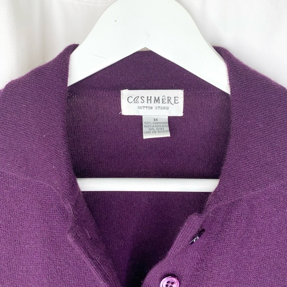 Sutton Studio Cashmere Sweater Long Sleeve Pullover Quarter Button Size Medium - Picture 3 of 8